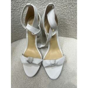 Alexandre Birman White Leather Heels with Bow Detail Size 35.5